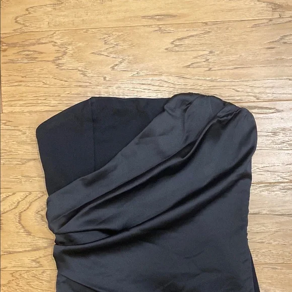 STEELE Black Asymmetrical Ruched Strapless Cocktail Dress size xsmall - Picture 3 of 6
